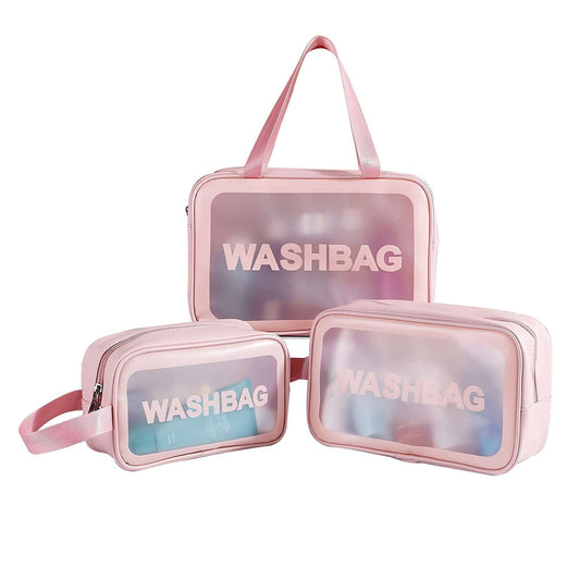 Pvc Cosmetic Pouch Make Up Wash Bag Set Of 3