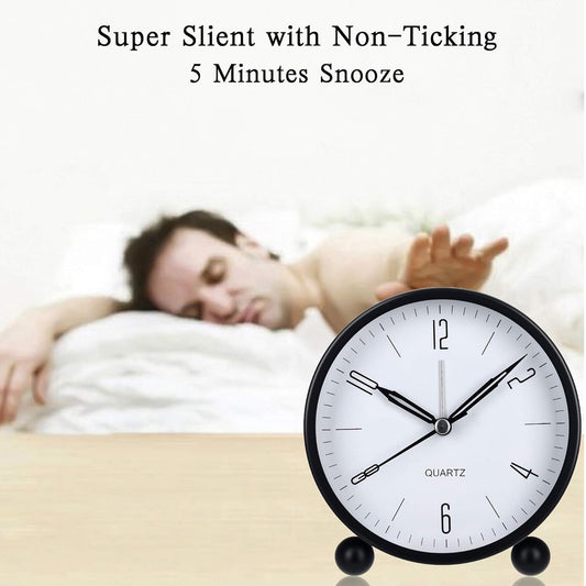 Twin Bell Table Clock With Night Backlight ( Black )
