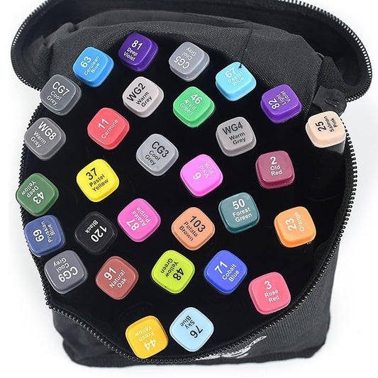 Dual Tip Colorful Art Markers Sketch Pens 30 Colours With Carrying Case