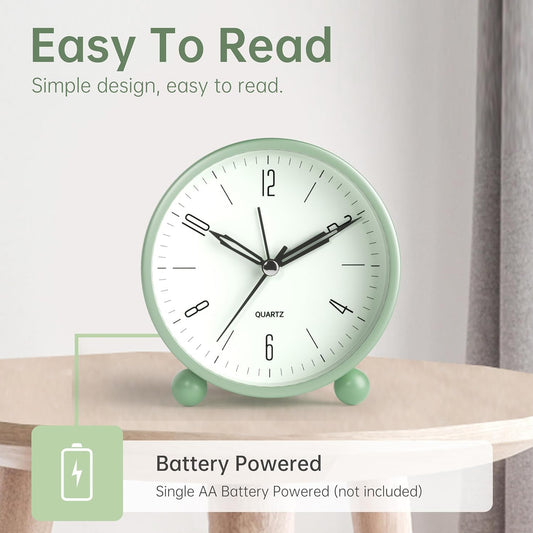 Twin Bell Table Clock With Night Back Light ( Green )