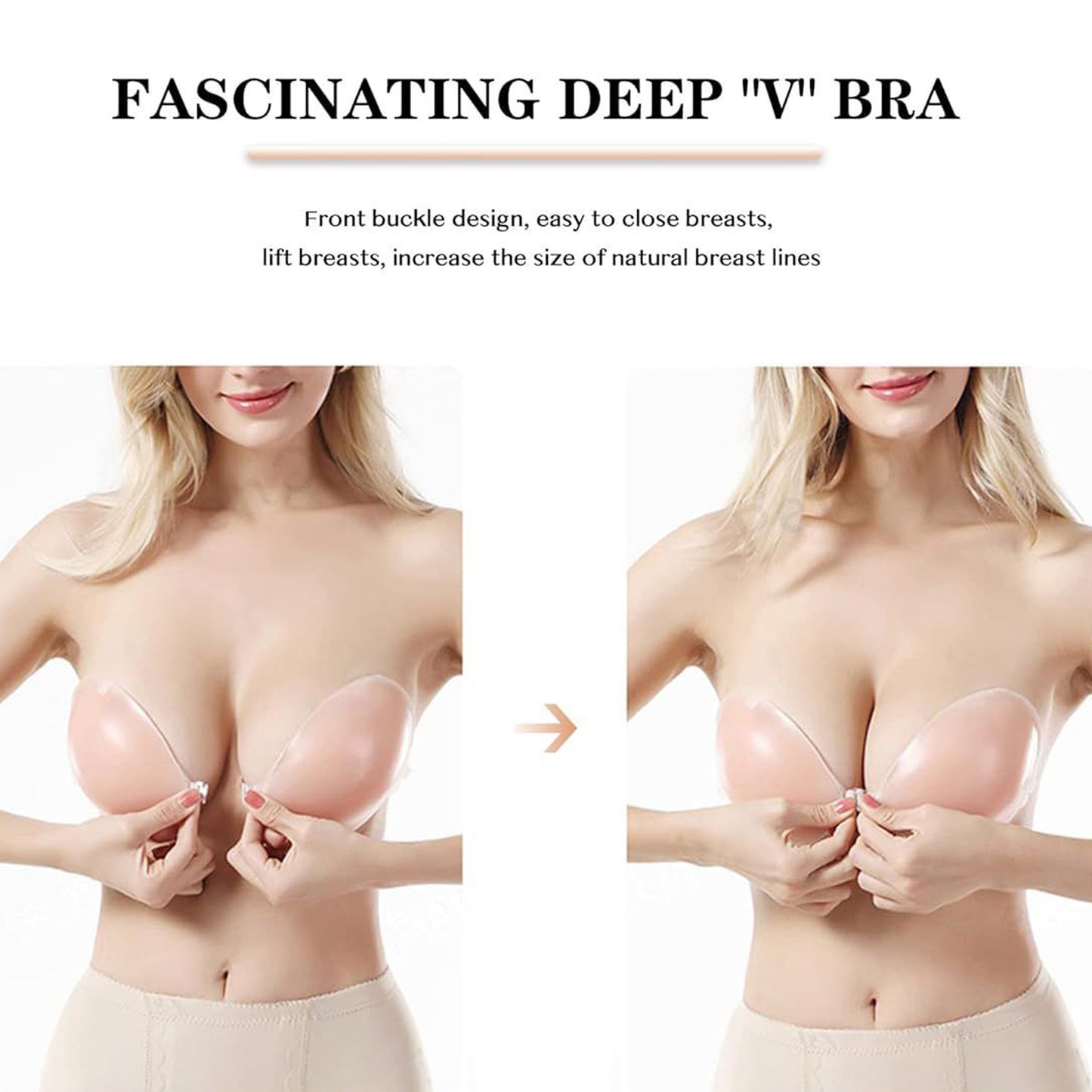 Women & Girls Strapless Push-Up Wire-Free Stick-On Invisible Bra