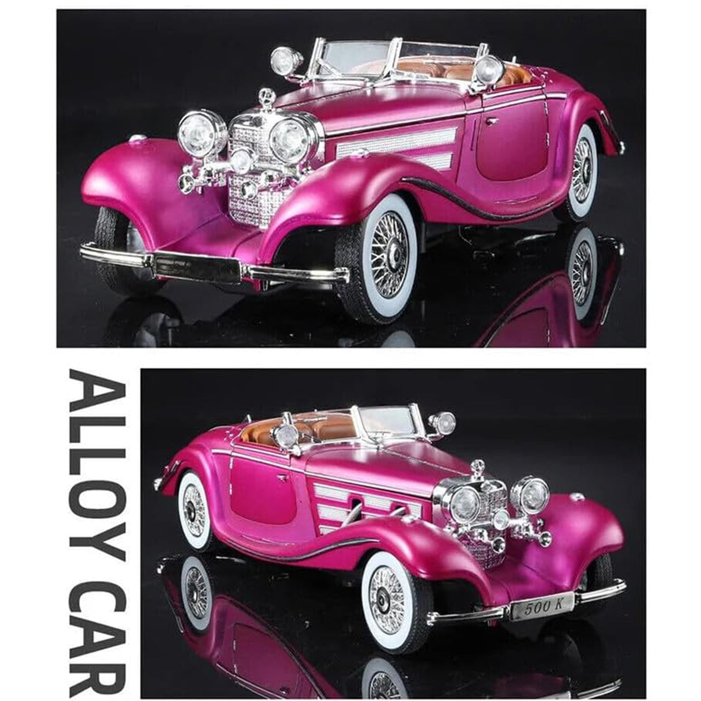 Mercedes Benz 500K 1:18 Diecast Scale Model Car Pink