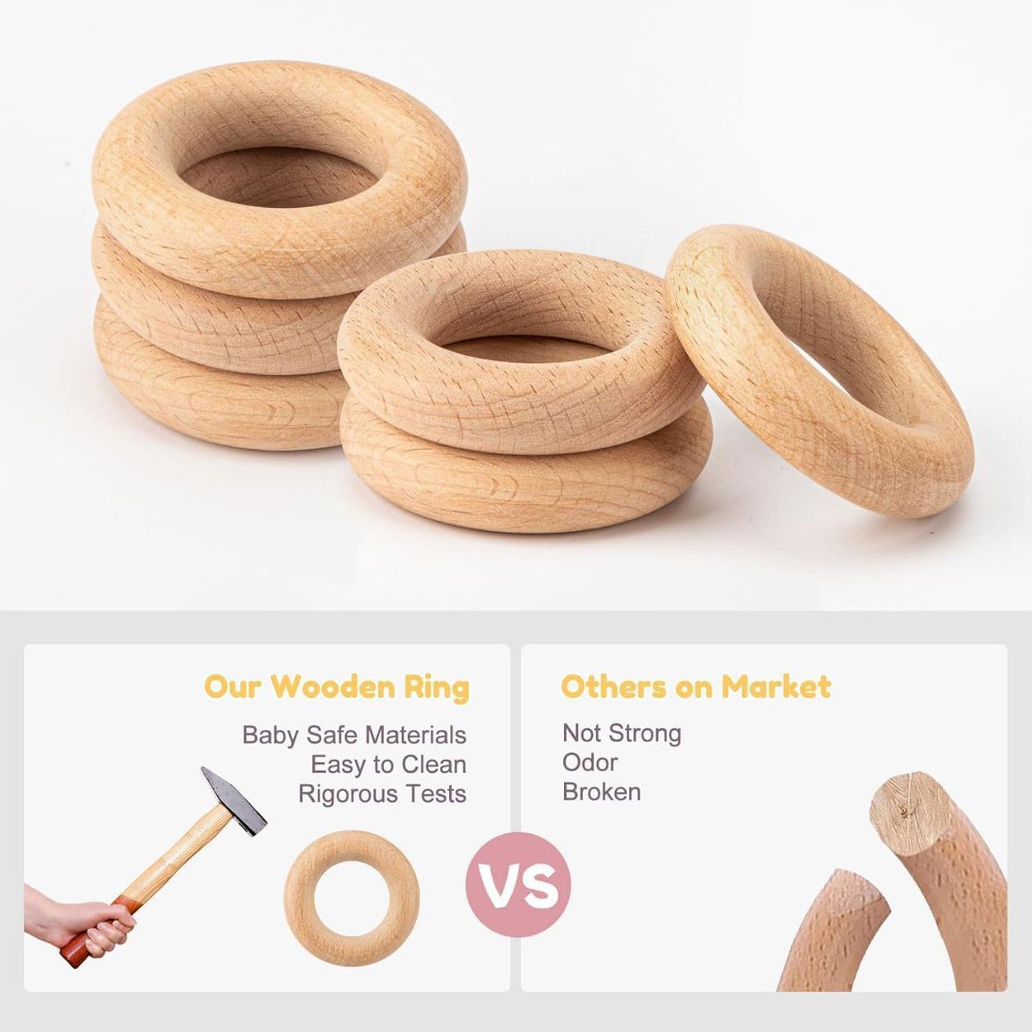 Wooden & Silicone Baby Teether BPA Free