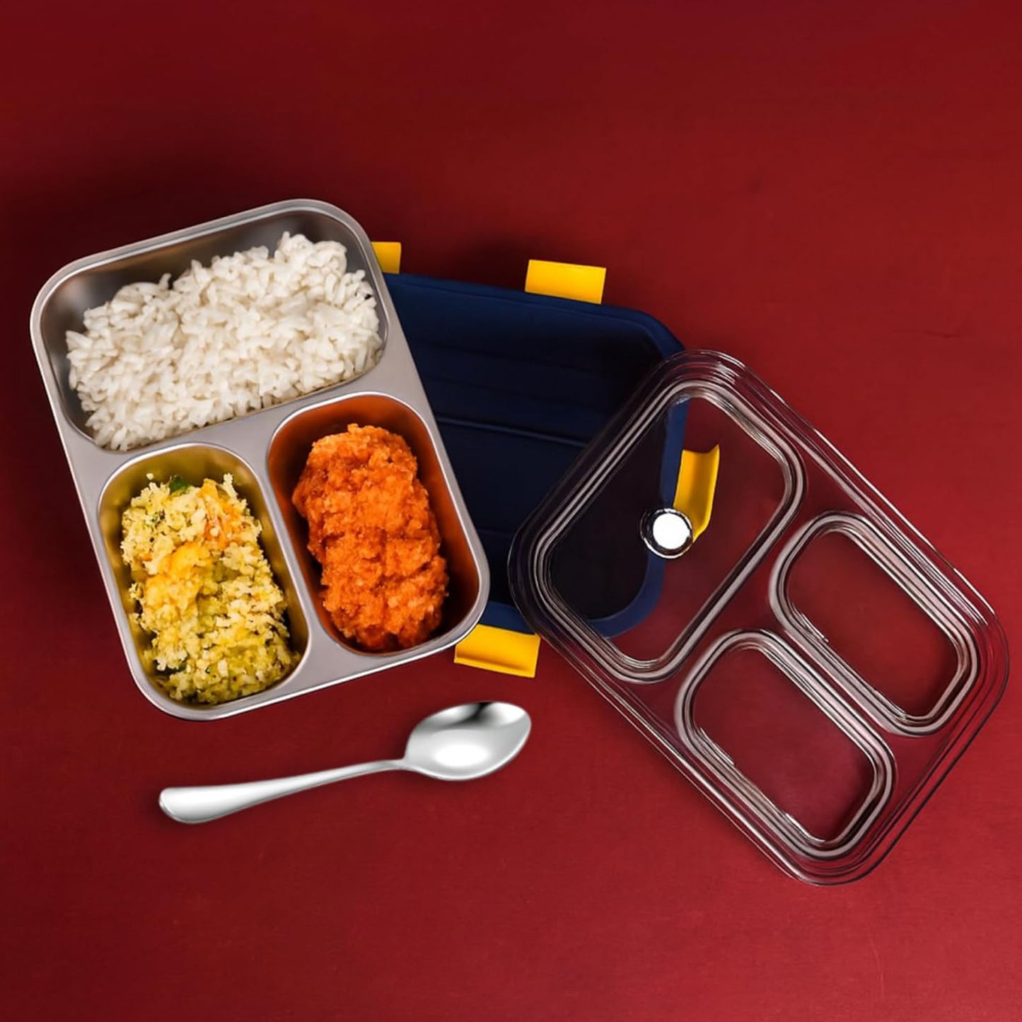 3-Compartment Stainless Steel Lunch Box