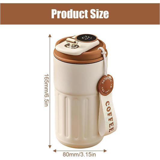 Digital Temperature Thermos Mug 460ml (White Brown)