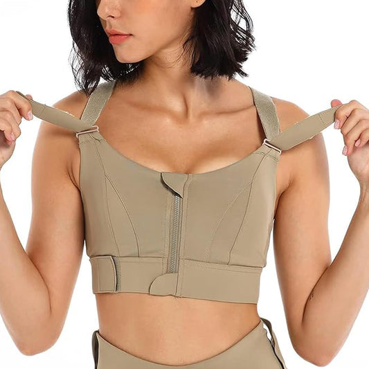 Zip Front High Impact Plus Size Sports Bra