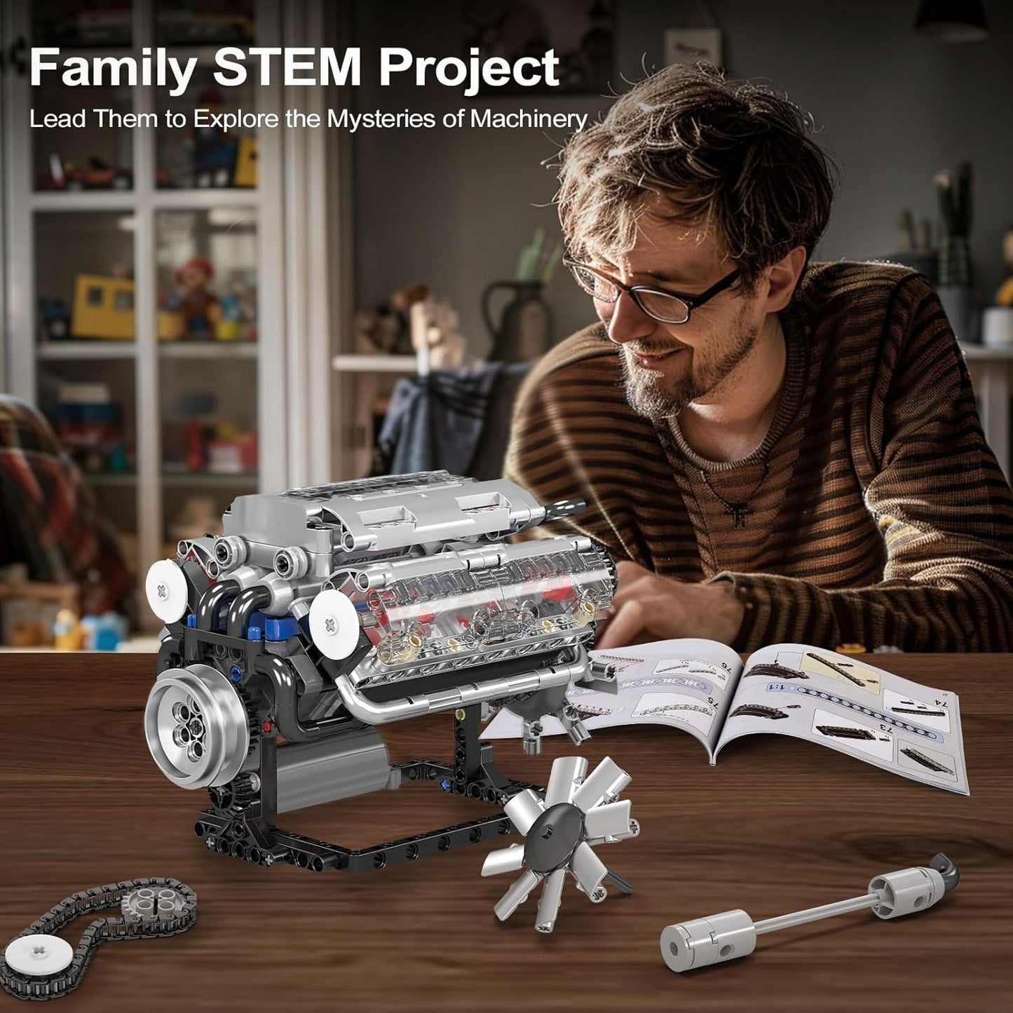 Mould King 10088 Motorised V8 Engine Building Set