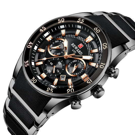 Reward VIP Luxury Chronograph Men’s Quartz Watch – Black Dial Edition