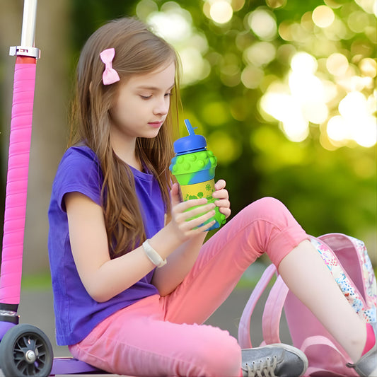 Green Dotted Folding Silicone Water Bottle