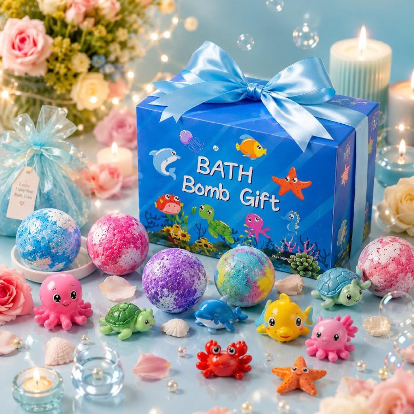Kids Colorful Bath Bombs With Hidden Toys – 12 Pack