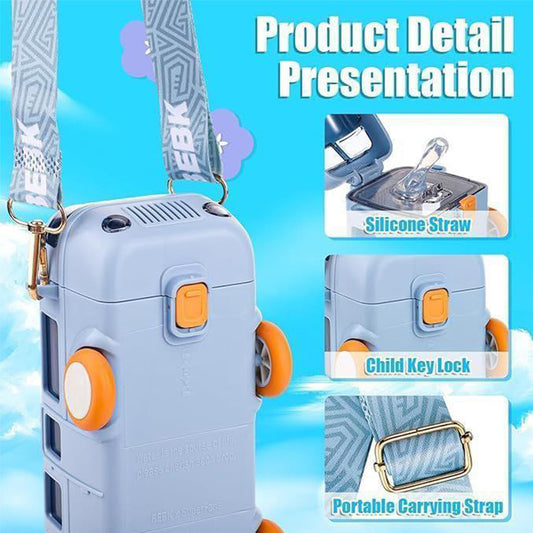 Bus Shape Kids Water Bottle With Straw, Leakproof Kids Toys