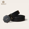 Leather Hexagonal Auto-Lock Belt With A Bordered Buckle