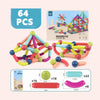 Magnetic Sticks Building Blocks Kids Toys (64 Pcs Sticks-Ball)