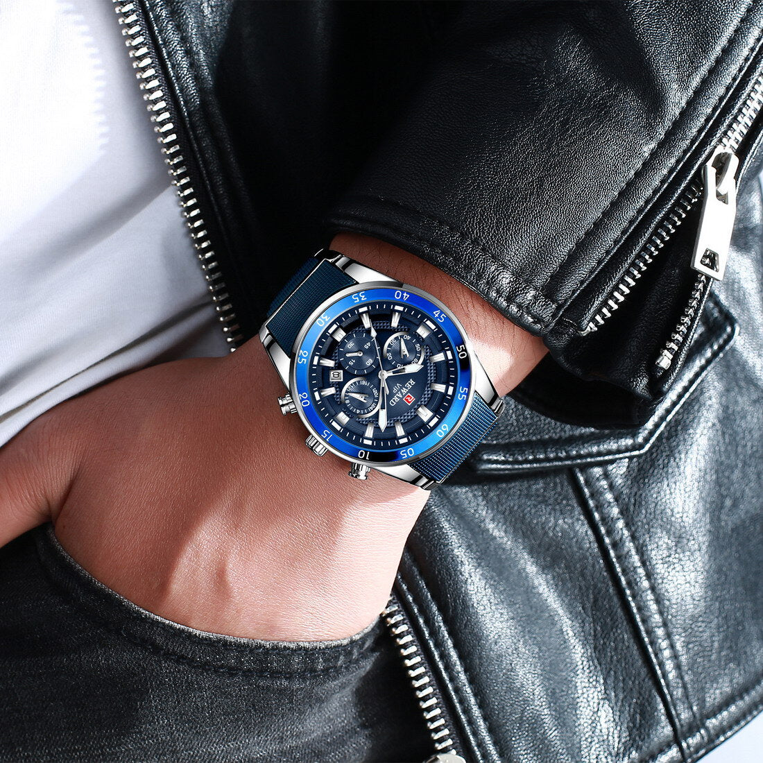 Reward VIP Luxury Chronograph Men’s Quartz Watch – Blue Dial Edition