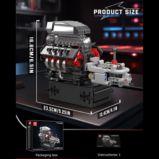 Mould King 10225 American Muscle Car V8 Engine Building Set