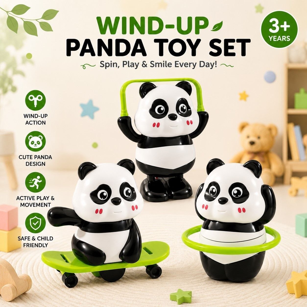 Cute Panda Toy Set