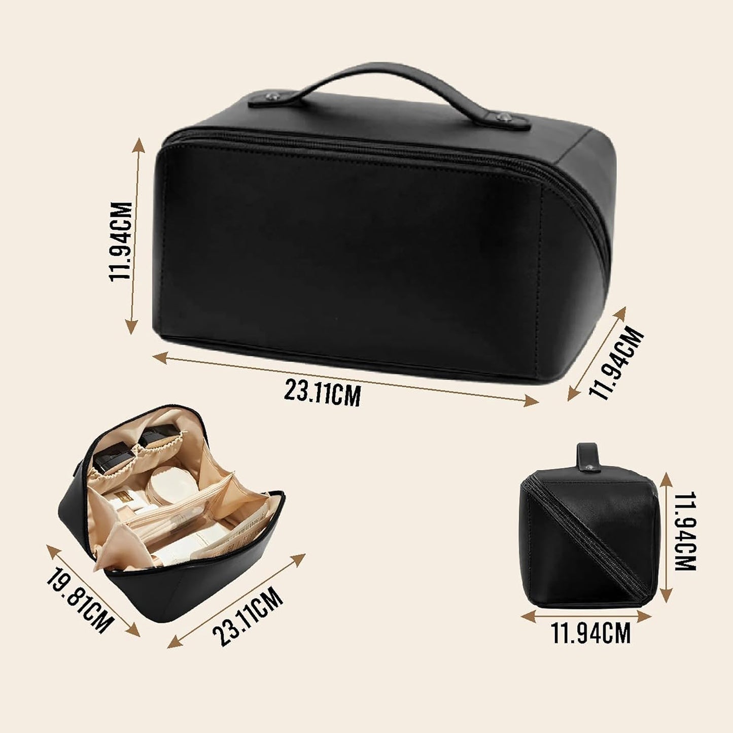 Makeup Cosmetic Bag For Women Wide Opening Cosmetic Case