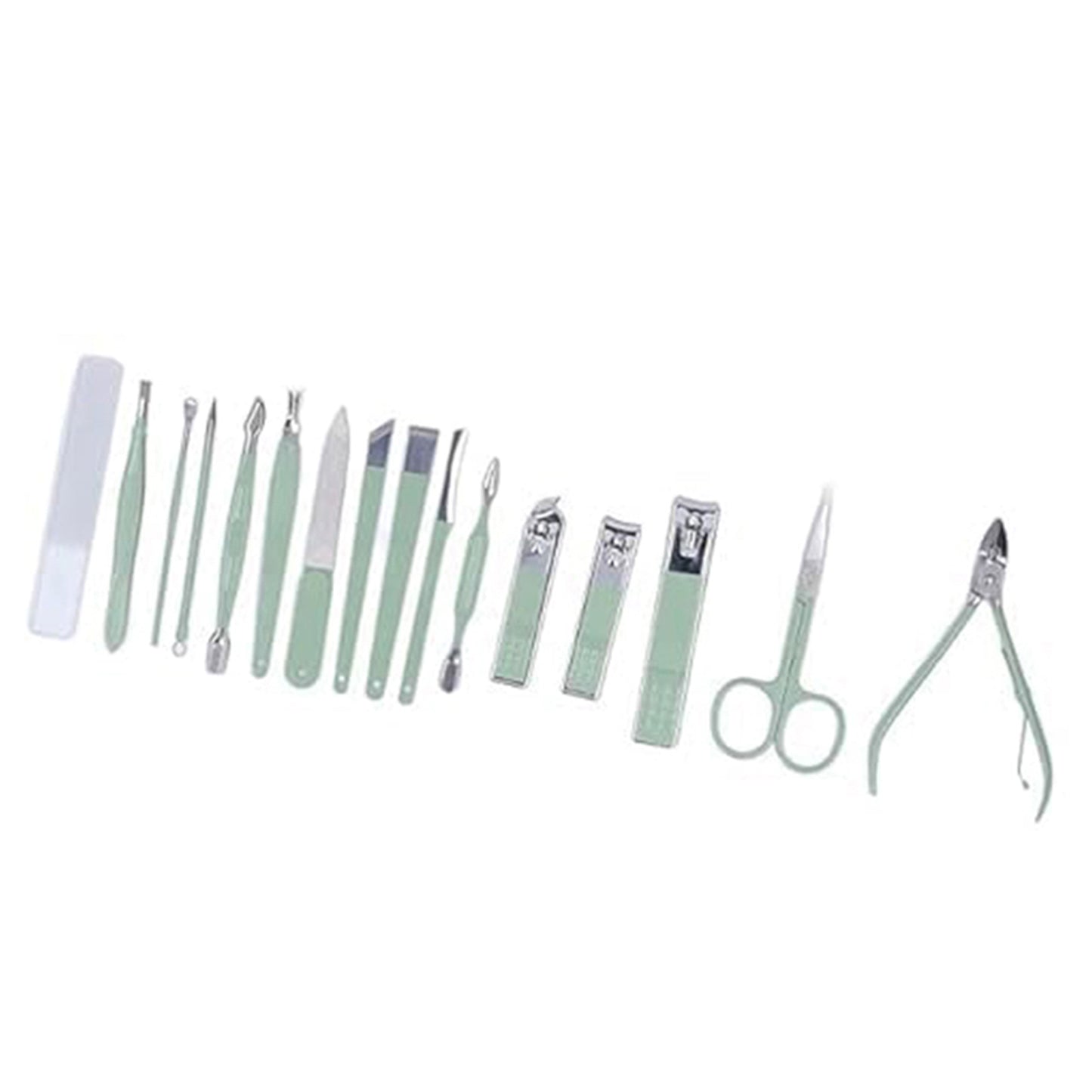 16 In 1 Stainless Steel Manicure Set – Green