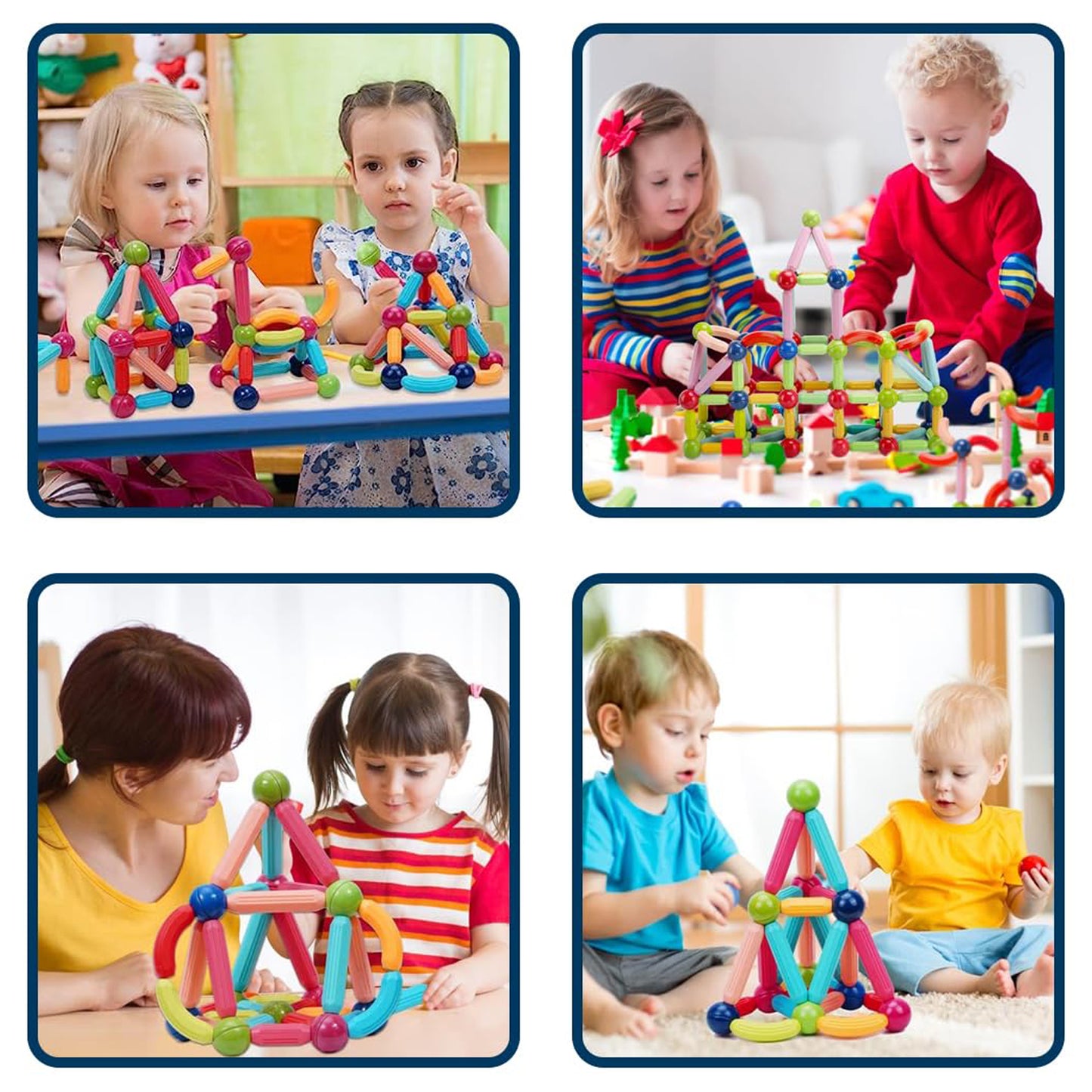 Magnetic Sticks Building Blocks Kids Toys (64 Pcs Sticks-Ball)