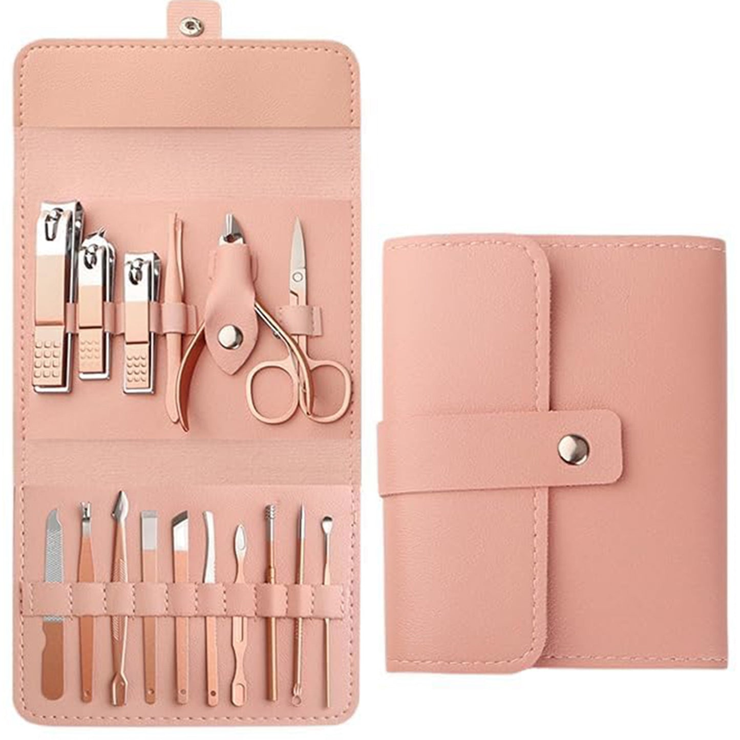 16 In 1 Stainless Steel Manicure Set – Pink