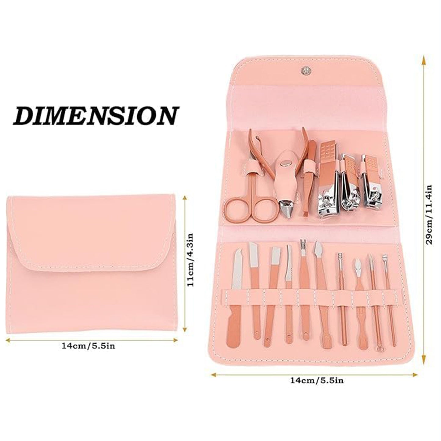 16 In 1 Stainless Steel Manicure Set – Pink