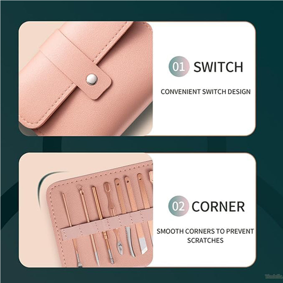 16 In 1 Stainless Steel Manicure Set – Pink