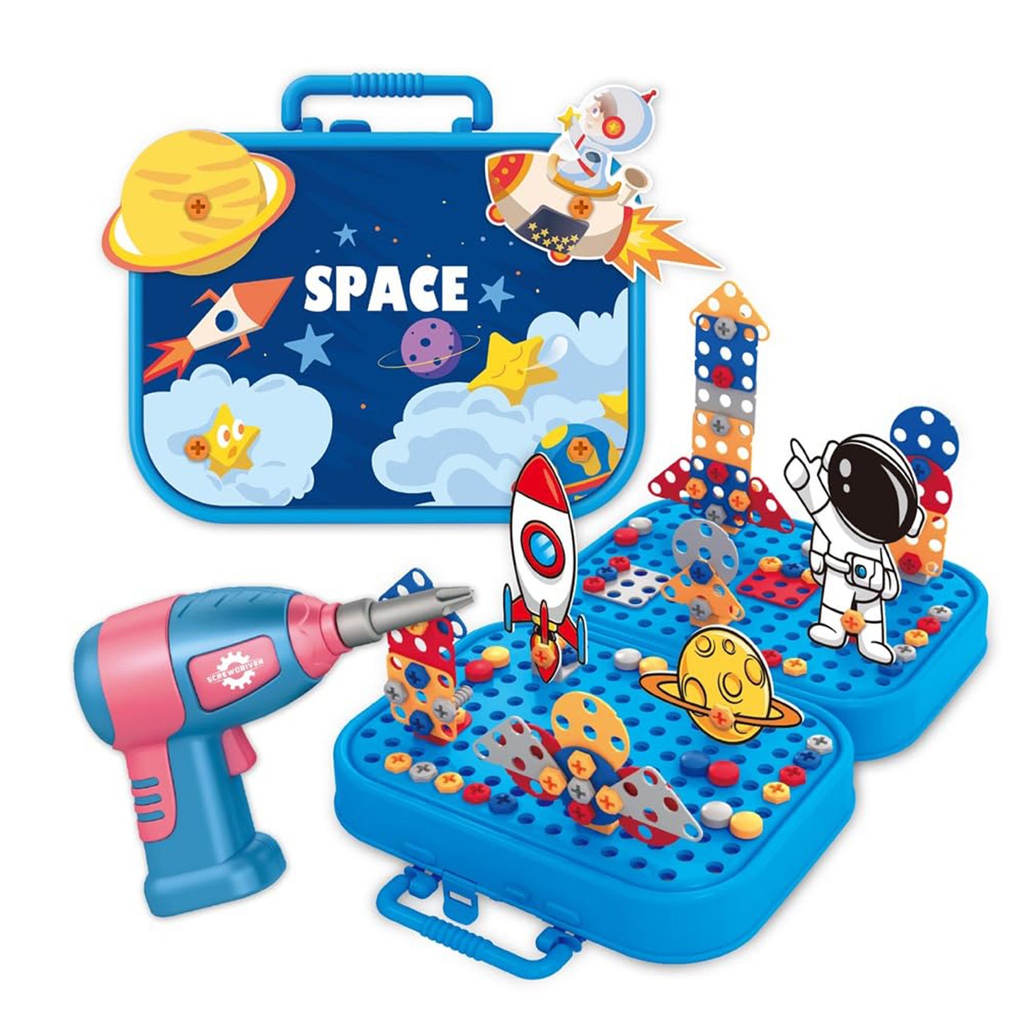 Creative Space Screw Puzzle Suitcase Toy Set