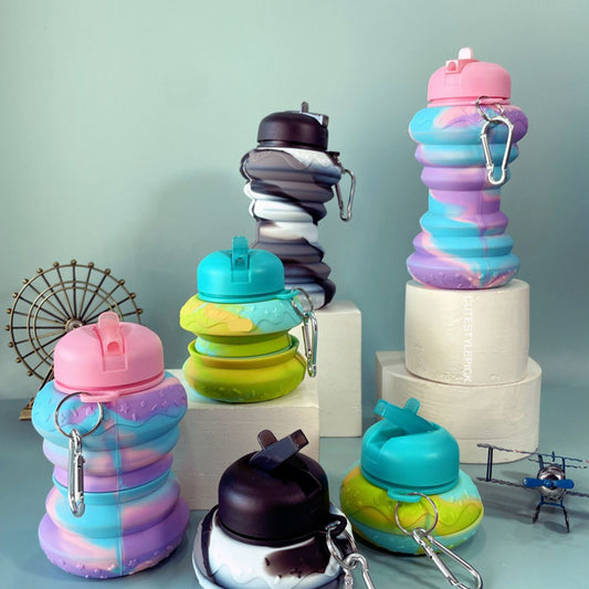 Donut Shape Collapsible Silicone Water Bottle 🍩