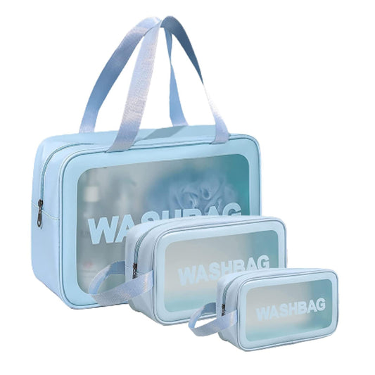 Makeup & Toiletry Pouch Set OF 4Pcs ( Blue )