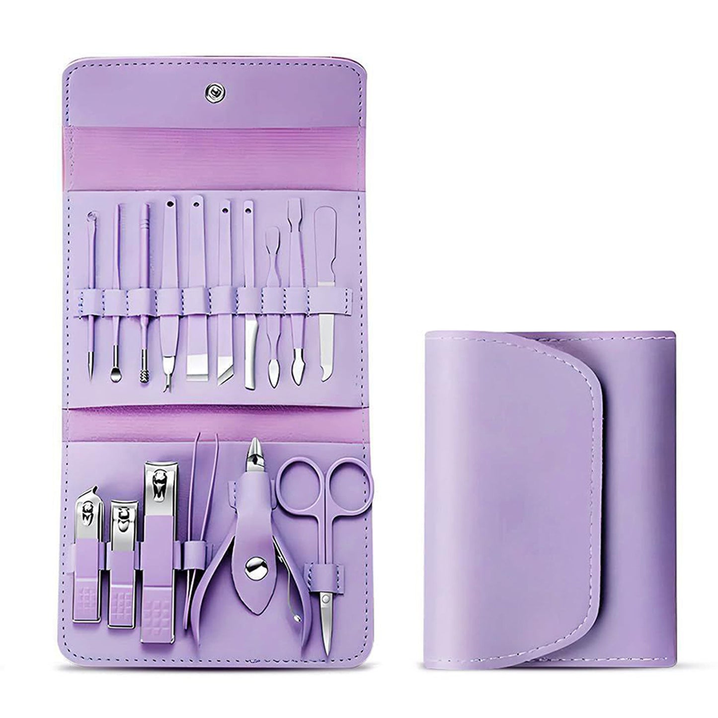 16 In 1 Stainless Steel Manicure Set – Purple