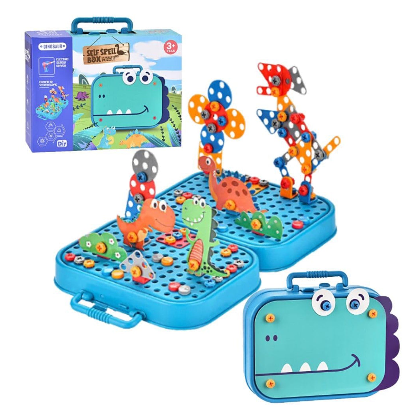Creative Screw Puzzle Dinosaur Suitcase Toy Set