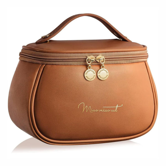 Women's Makeup Bag Portable Leather Storage Bags With Handle