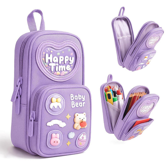 Canvas Pencil Case – Large Capacity 6 Layer With 3 Compartment For Kids