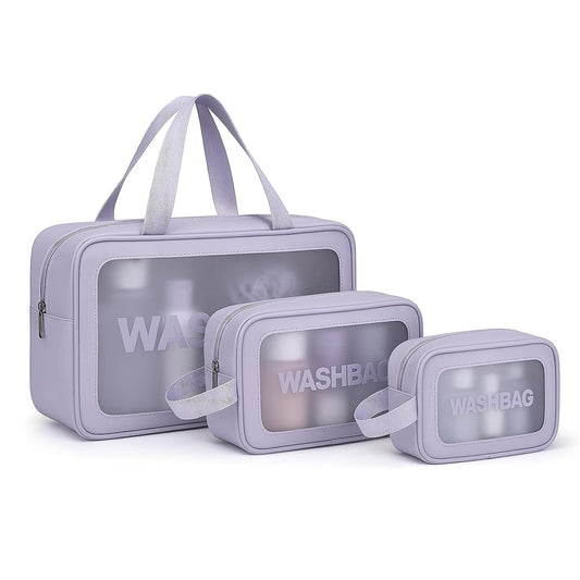 Pvc Cosmetic Pouch Make Up Wash Bag Set Of 3