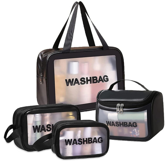 Makeup & Toiletry Pouch Set OF 4Pcs ( Black )