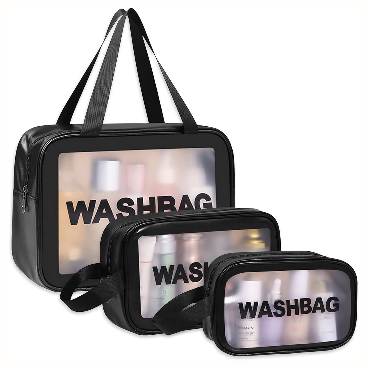 Pvc Cosmetic Pouch Make Up Wash Bag Set Of 3