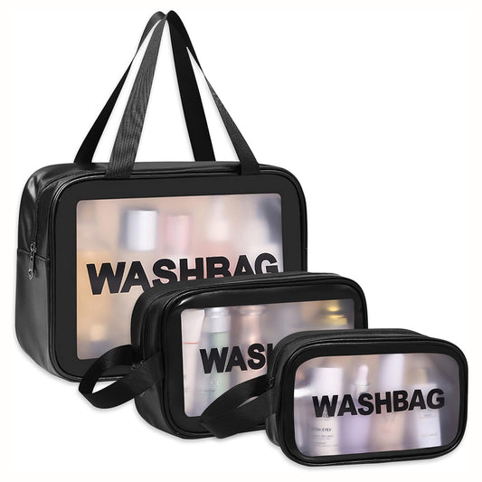 Pvc Cosmetic Pouch Make Up Wash Bag Set Of 3