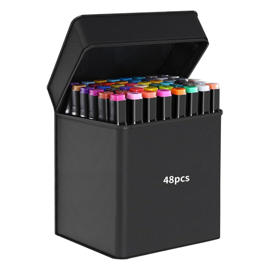 Dual Tip Colorful Art Markers Sketch Pens 48 Colours With Carrying Case
