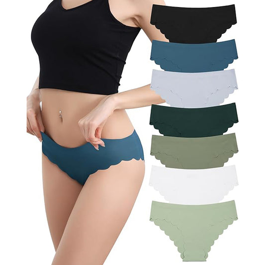 Women Seamless Ice Silk No Show Bikini Panties – 7 Pack