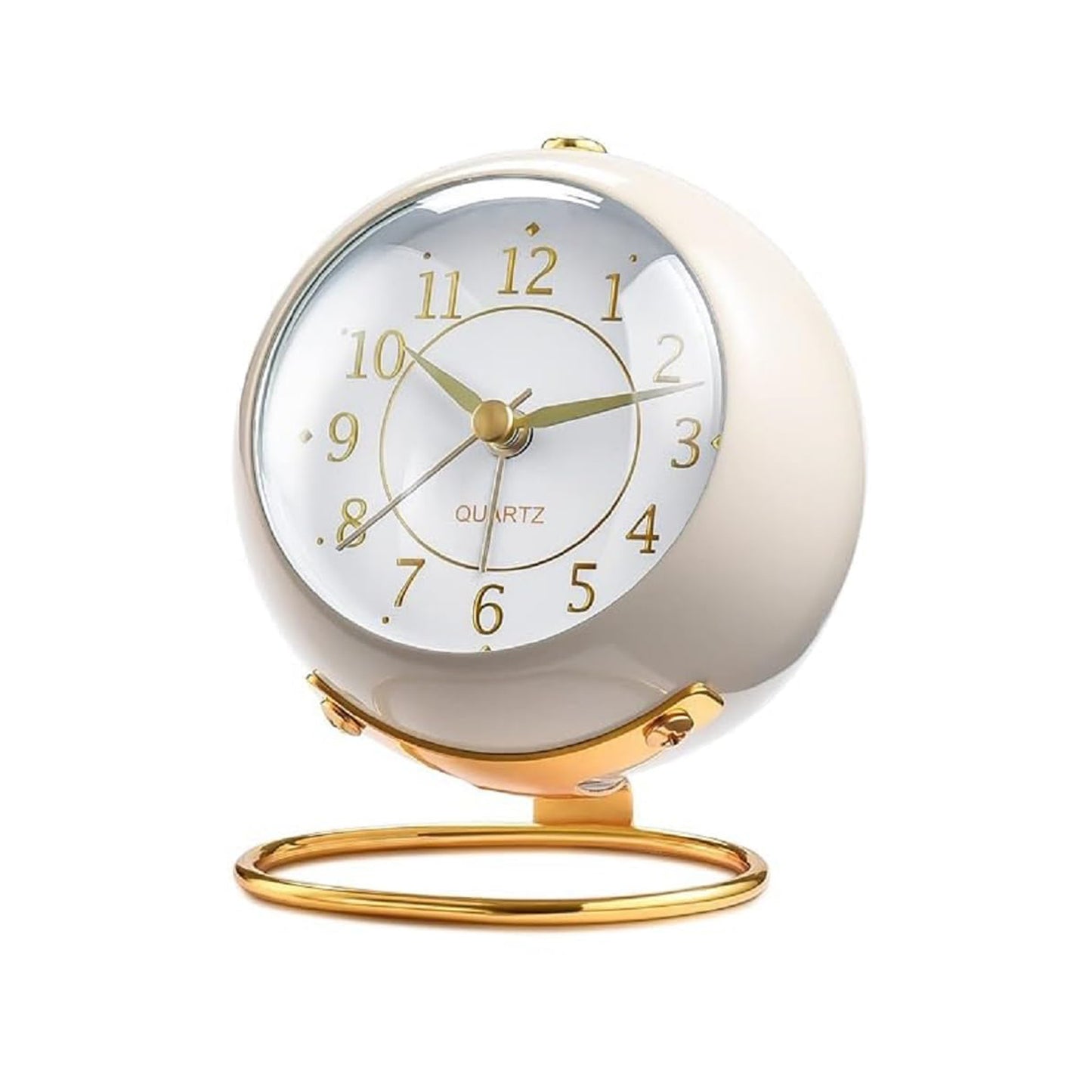 Round Desk Loud Alarm Silent Non-Ticking Clock (White)