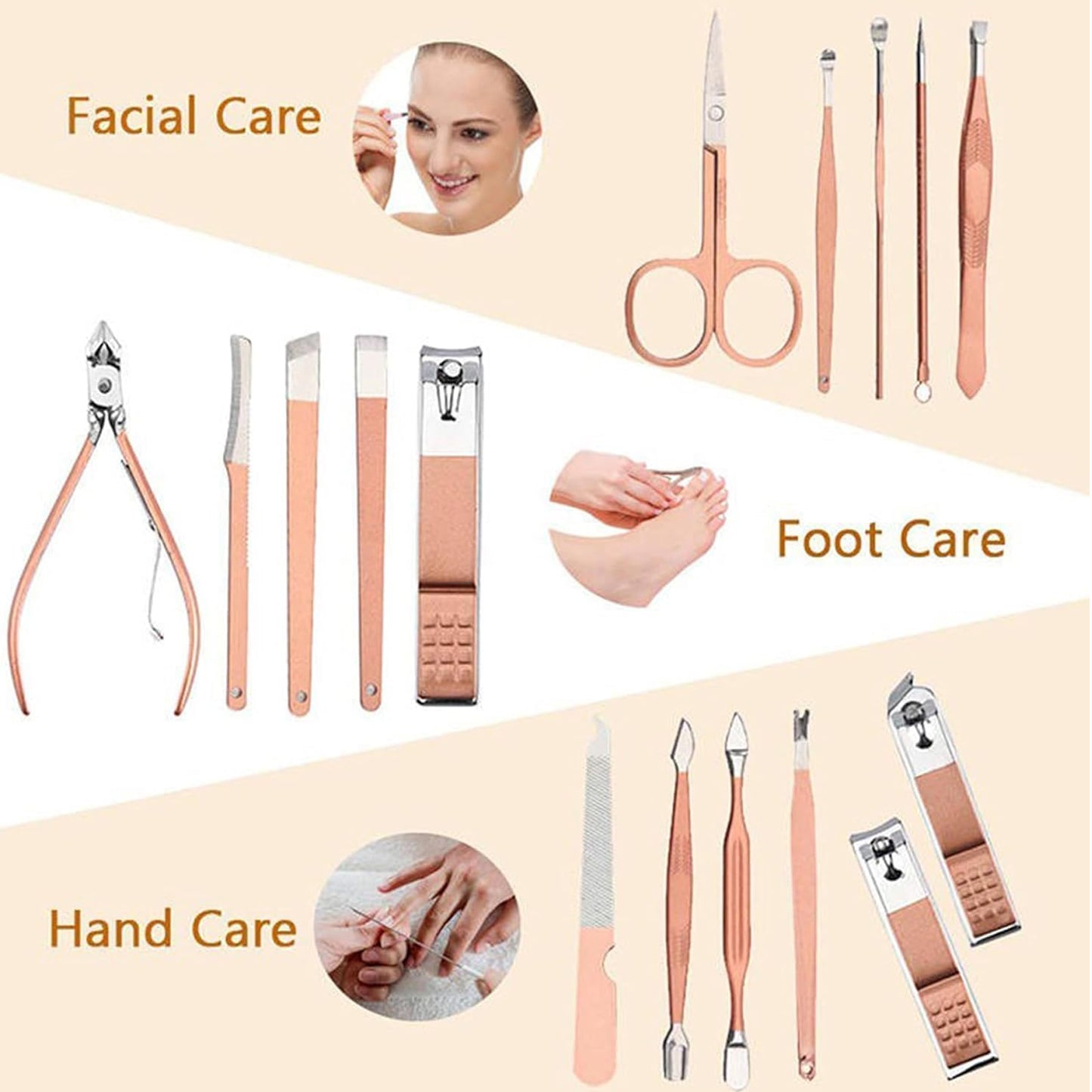 16 In 1 Stainless Steel Manicure Set – Pink