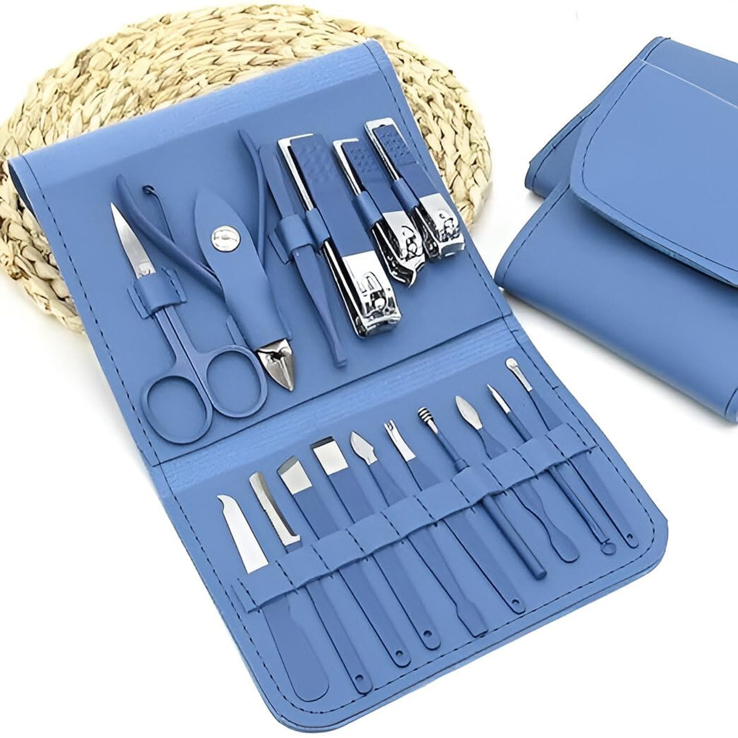 16 In 1 Stainless Steel Manicure Set - Blue
