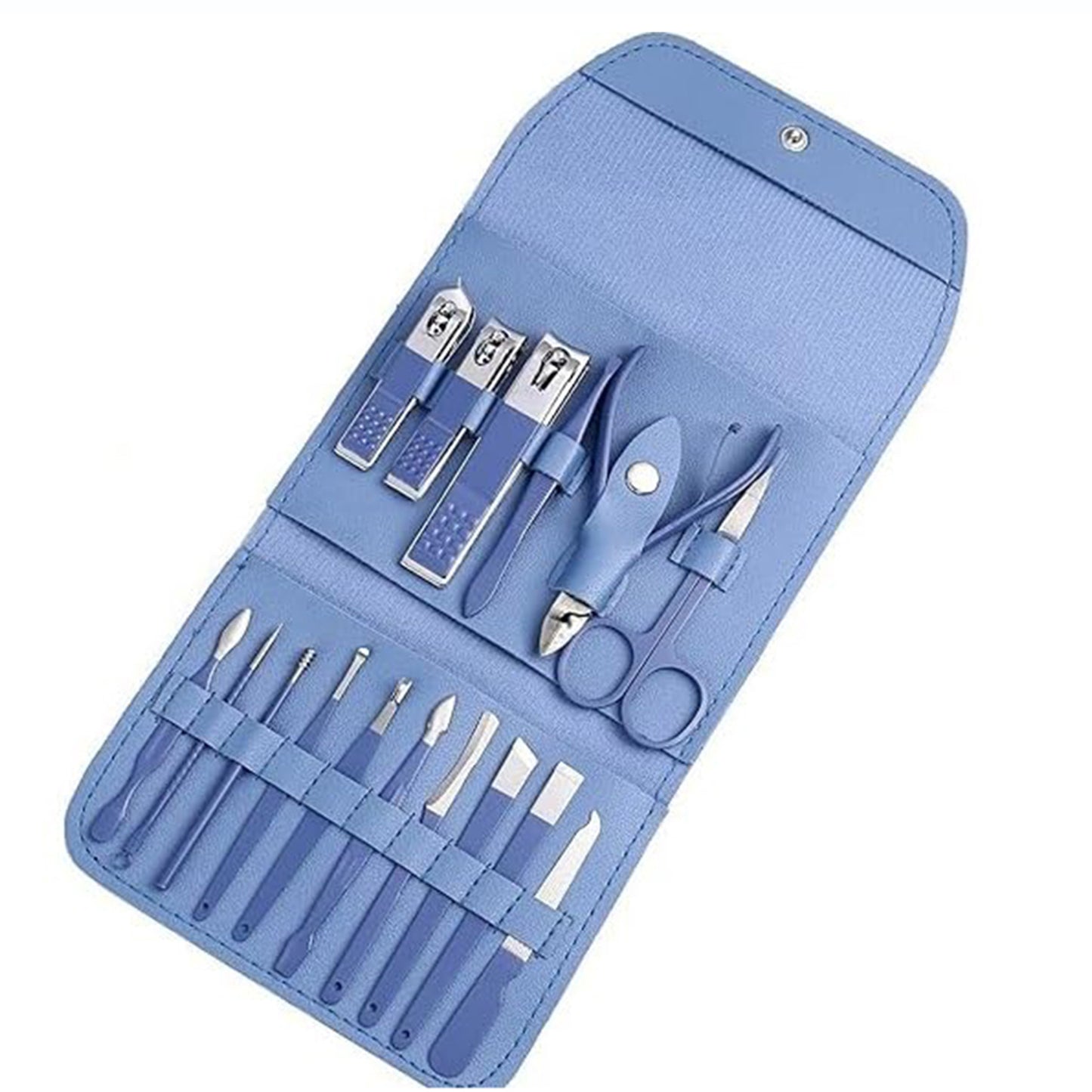 16 In 1 Stainless Steel Manicure Set - Blue