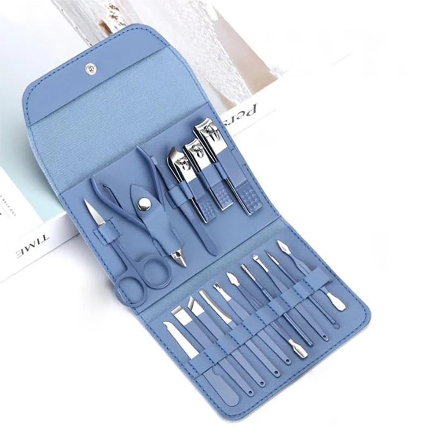 16 In 1 Stainless Steel Manicure Set - Blue