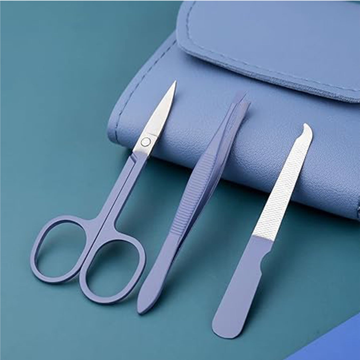 16 In 1 Stainless Steel Manicure Set - Blue