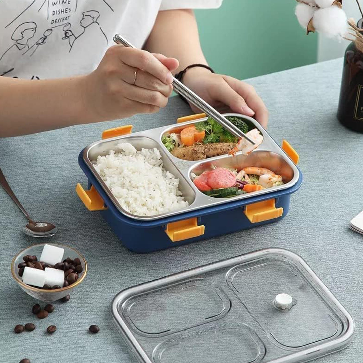 3-Compartment Stainless Steel Lunch Box