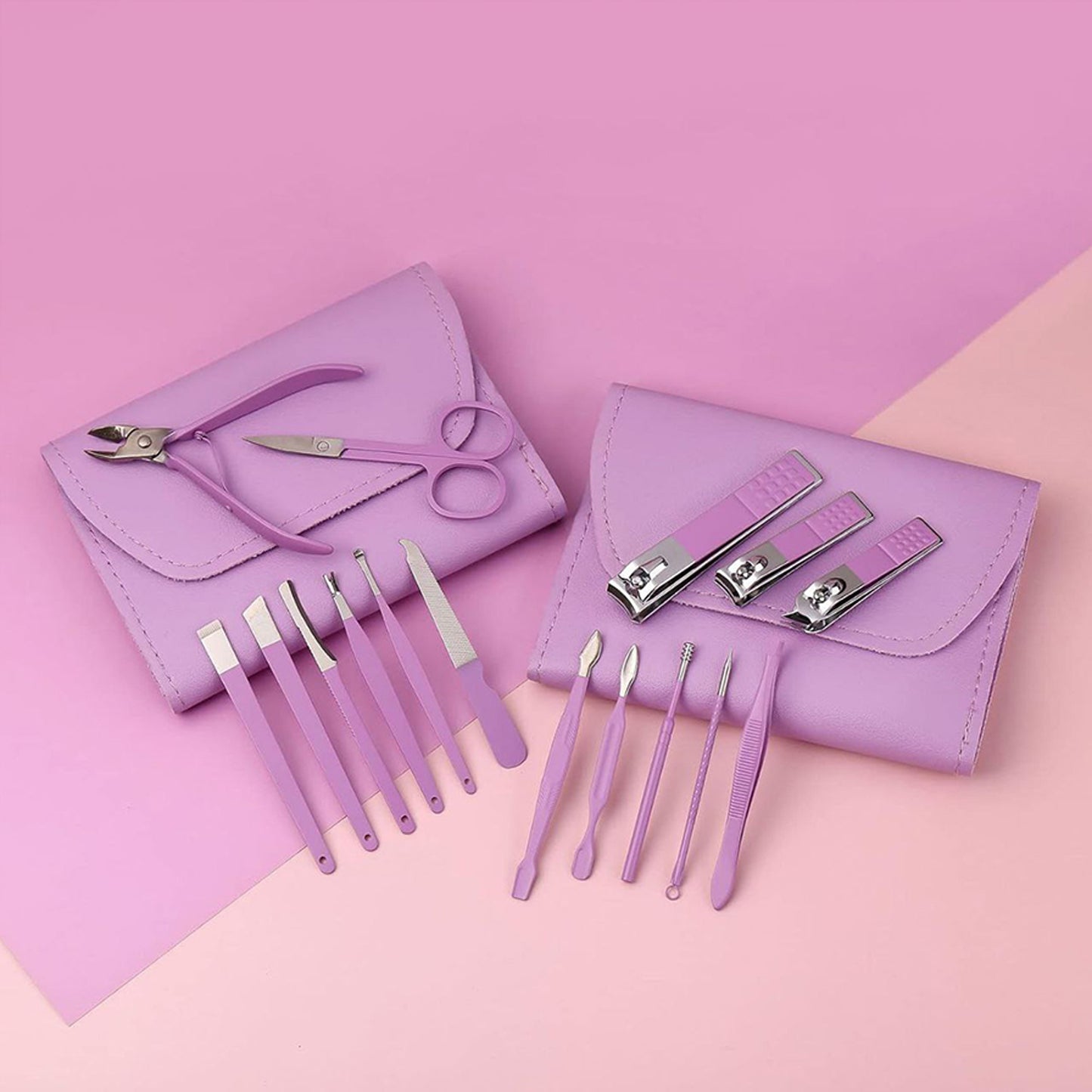 16 In 1 Stainless Steel Manicure Set – Purple