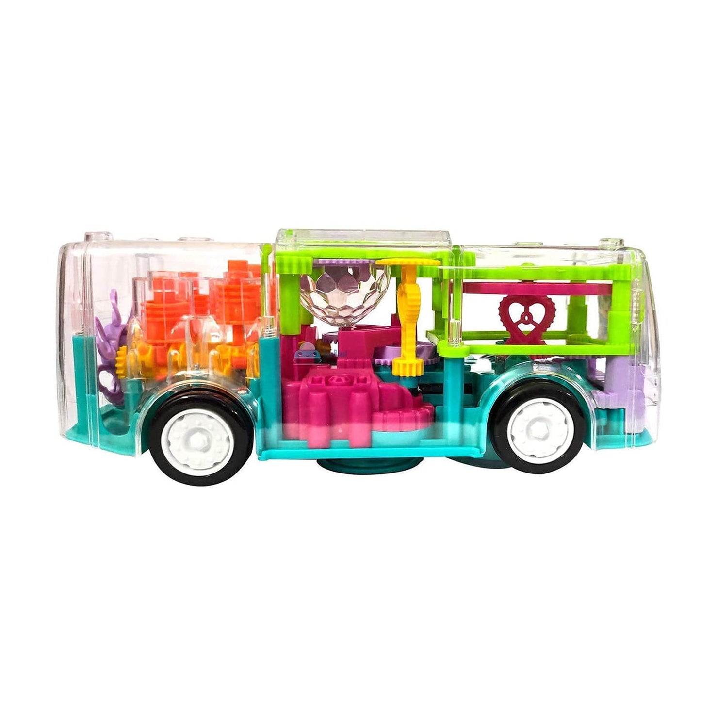 Transparent Gear 3D Rotating Bus Toy For Kids