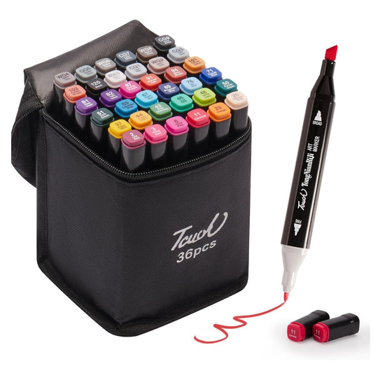 Dual Tip Colorful Art Markers Sketch Pens 36 Colours With Carrying Case