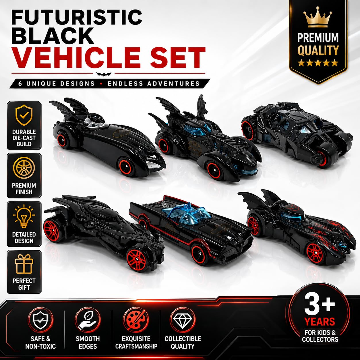 High-Speed Die-Cast Toy Cars (6 Pack)